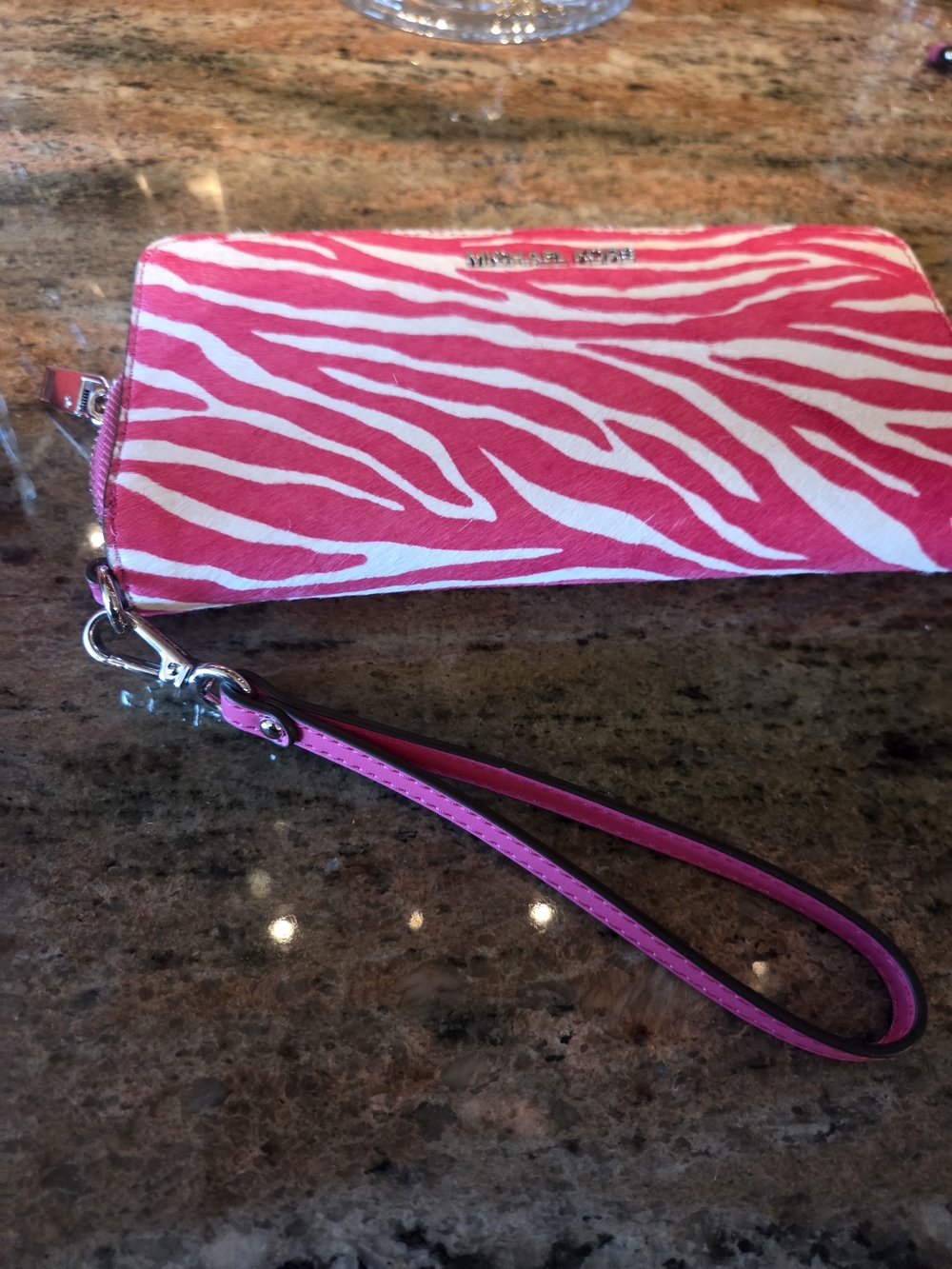 Michael Kors Hot Pink Zebra Print Calf Hair Mini Satchel with Wristlet - Picture 11 of 12